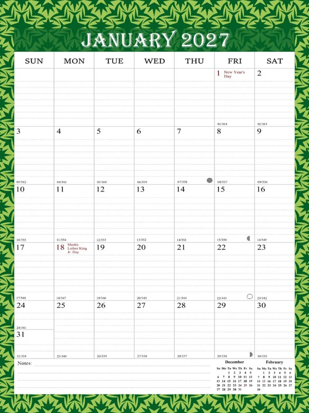 2026-2027 Wall Calendar Spiral-bound Twin-Wire Binding - 18 Months 8.5